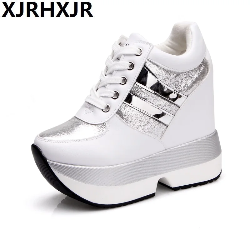 

Woman Fashion Hidden Wedge Heel Lace Up Casual Shoes Spring Autumn Women's Ultra 13cm Heels Shoes Women Singles Height Increas