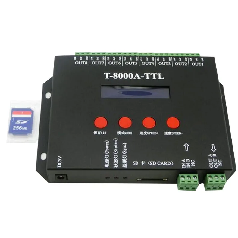 DC5V 24V T8000A светодиодный RGB контроллер 8192 пиксельный для WS2812B TM1804 LPD6803 UCS1903 любой IC