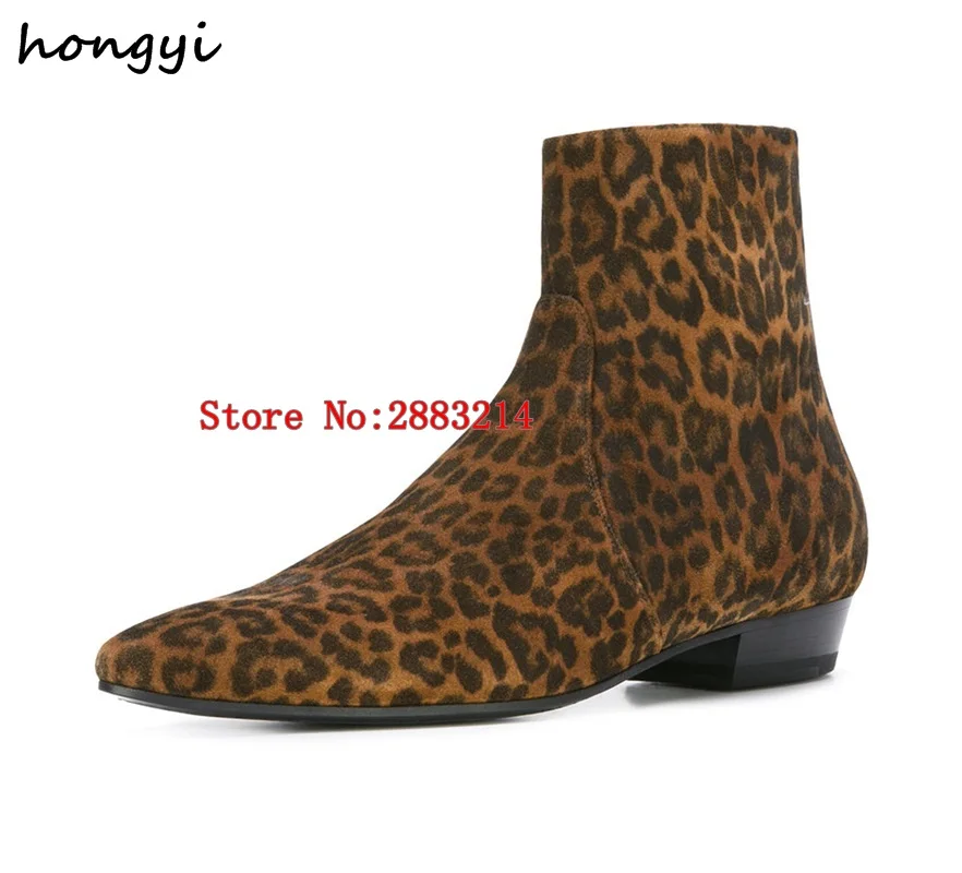 men's leopard chelsea boots