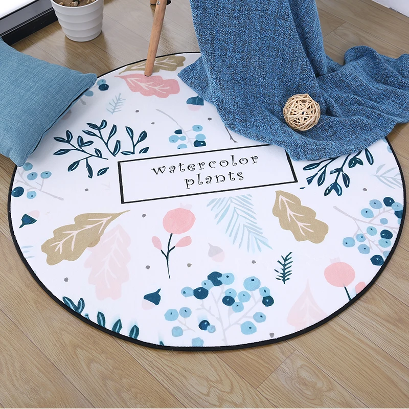 Details about   Painted Plants Round Carpets For Living Room Children Play Tent Floor Mats 