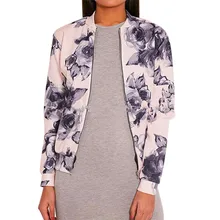Womens Knitted Polyester Ladies Biker Celeb Camo Flower FLoral Print Zipper Up Bomber Jacket 170728 P30