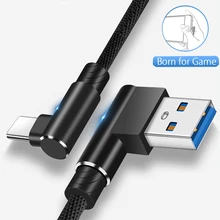 Cable Usb de ángulo recto tipo C de 90 grados en forma de L cargador Usb C Cable de carga rápida Cable para Meizu 15 más 16th M15 MX6 16X X8 Pro6(China)