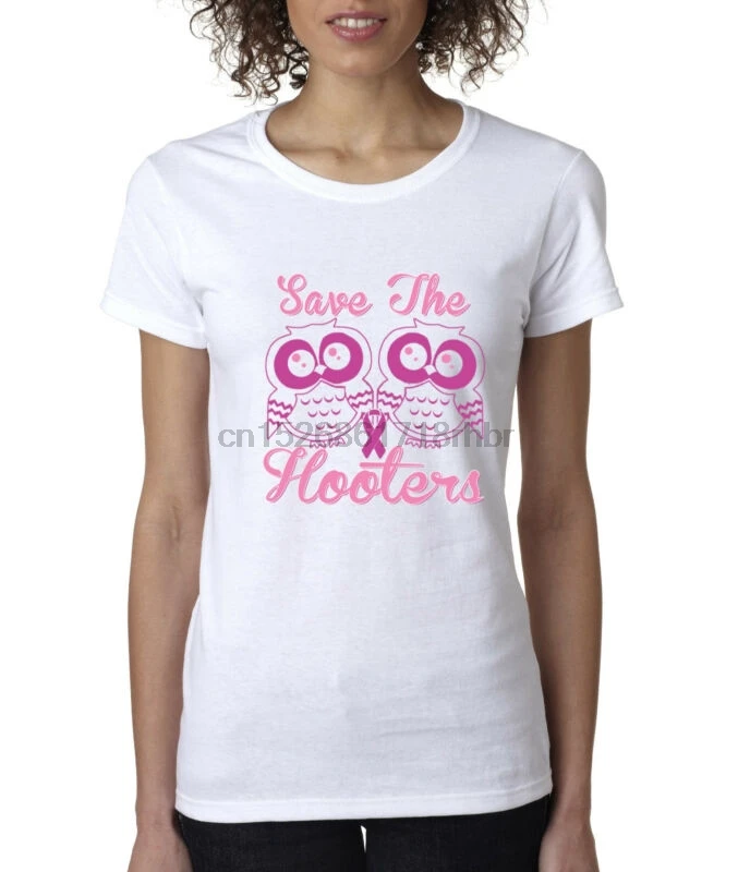 

Save The Hooters Breast Cancer Awareness Shirt Pink Ribbon Short Sleeve Tshirt