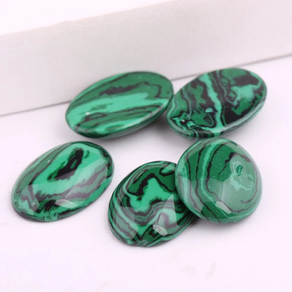 

reidgaller 10pcs 18x25mm flatback oval cabochon stone beads for pendant jewelry making