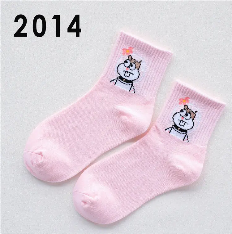 Летние женские короткие носки в стиле Харадзюку kwaii, хлопковые забавные носки с принтом пламени, милые женские носки с героями мультфильмов для женщин, meias - Цвет: 2014