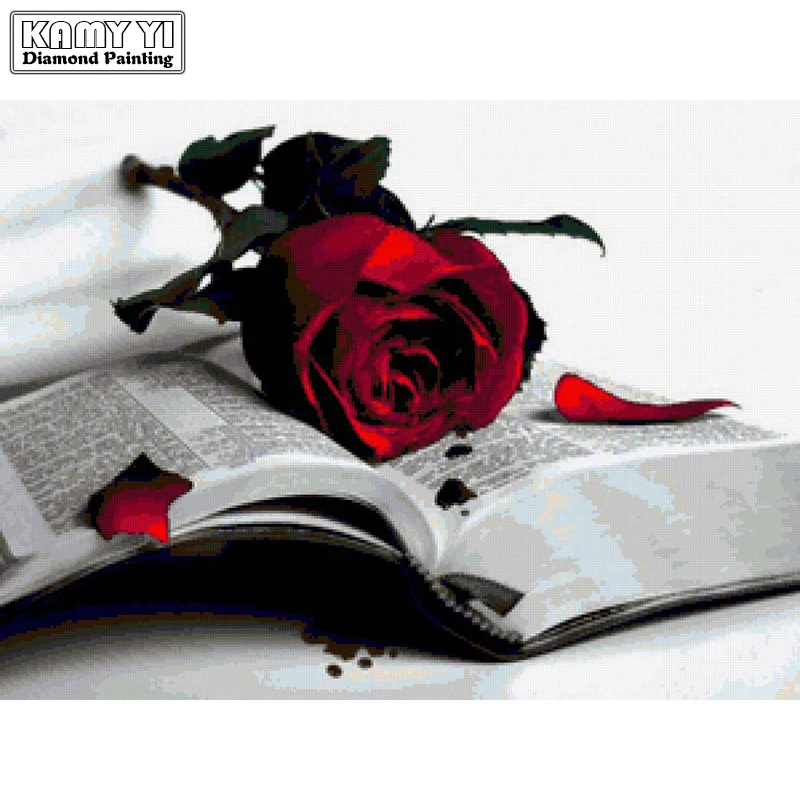 

Full Square Diamond 5D DIY Diamond Painting Photo Custom "Roses and books" 3D Embroidery Cross Stitch Mosaic Decor