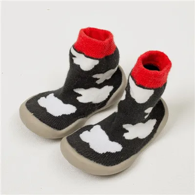 Детские домашние носки для маленьких мальчиков; нескользящие теплые зимние носки с резиновой подошвой; носки для прогулок для новорожденных; махровые Тапочки - Цвет: Cloud