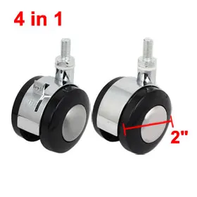 

Uxcell Hot Sale 4pcs M8x15mm Thread 2-inch Dia Twin Wheel Alloy Brake Threaded Stem Swivel Caster 4 in 1