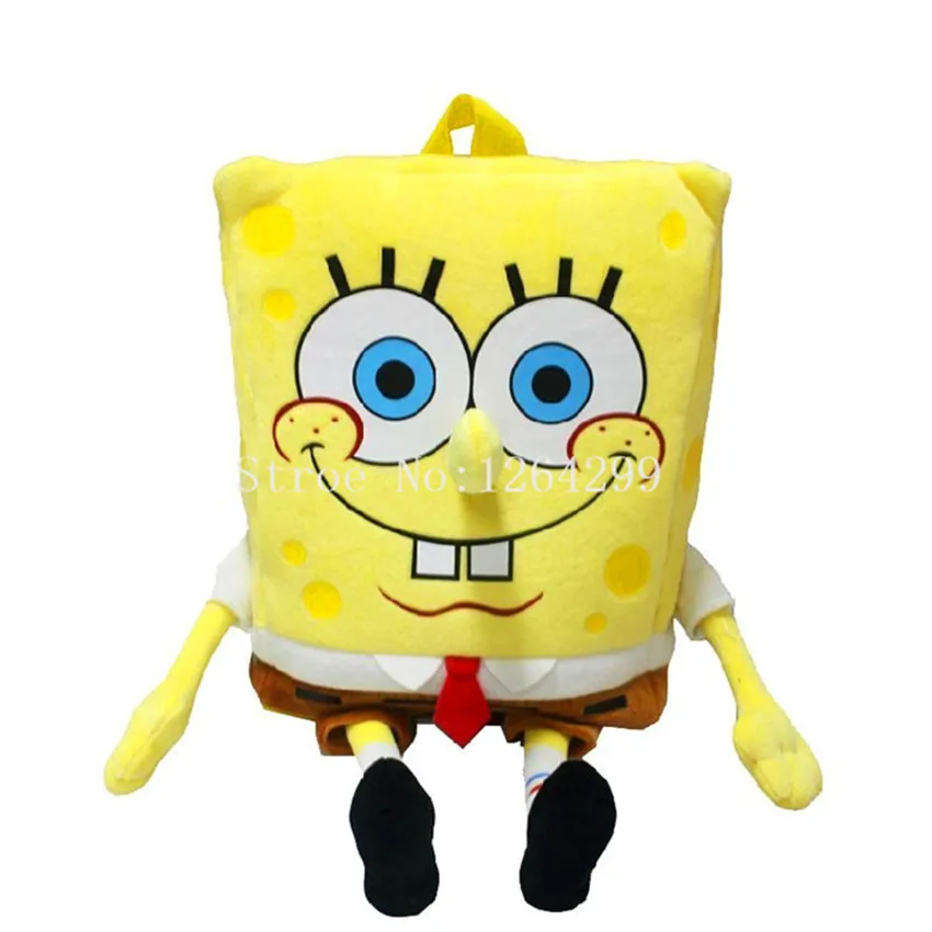 Новая мода SpongeBob квадратные штаны для девочек и мальчиков мультфильм Плюшевый Рюкзак Дети Мягкие школьные сумки для детей