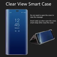 YOJOCK Clear View Flip Case For Samsung Galaxy S7 Edge S8 Plus S6 Edge A3 A5 A7 2017 NOTE 8 Mirror Smart Leather Phone Case