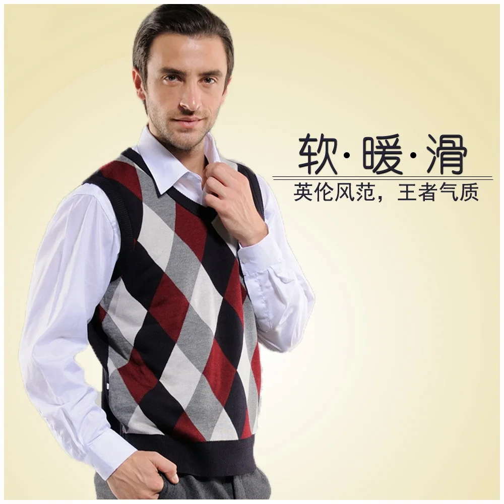 TR Fashion Mens V-Neck Pullover Sweater Vest in Argyle and Solid Colors 