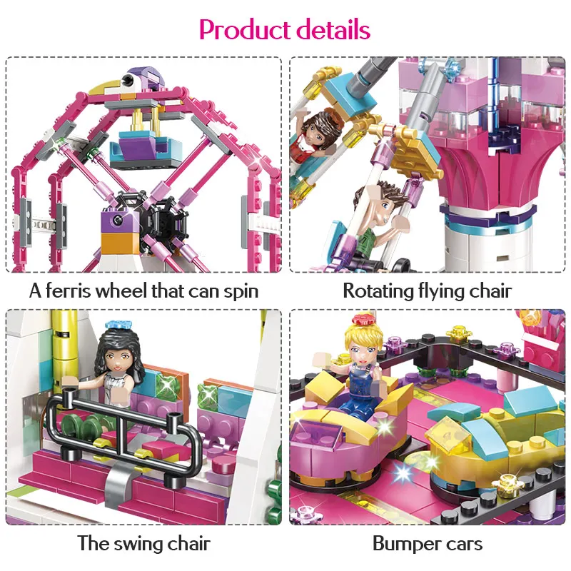659 PCS Amusement Park Ferris Wheel Rotating Flying Chair Model Building Blocks Legoing Friends Girls Princess Bricks Kids Toys 659 PCS Amusement Park Ferris Wheel Rotating Flying Chair Model Building Blocks Legoing Friends Girls Princess Bricks Kids Toys