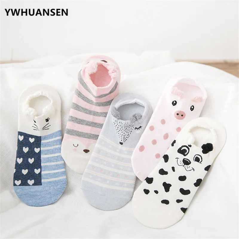 YWHUANSEN/1 пара хлопковых носков с рисунками животных женские летние короткие
