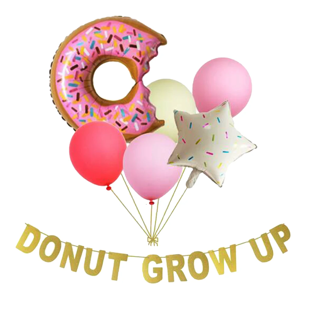 Donut Birthday Party Decorations Kit Donut Grow Up Banner Latex Confetti Balloons