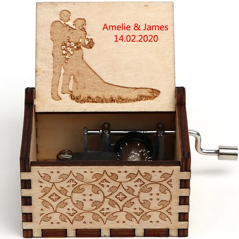 Private custom carved wooden Empty music box movie theme custom music box Christmas birthday gift Wood gift Wedding Gifts music box