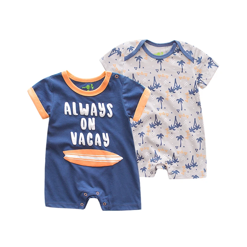 

2Pcs/lot short sleeve baby Rompers Summer newborn clothes Baby Girl infant overall Rompers soft Baby boy Clothing Jumpsuit