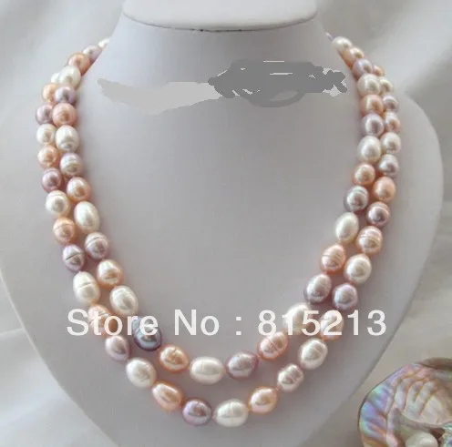 

FREE SHIPPING>>>@@ > N212 SUPER 2rows 13mm baroque white pink freshwater cultured pearl necklace
