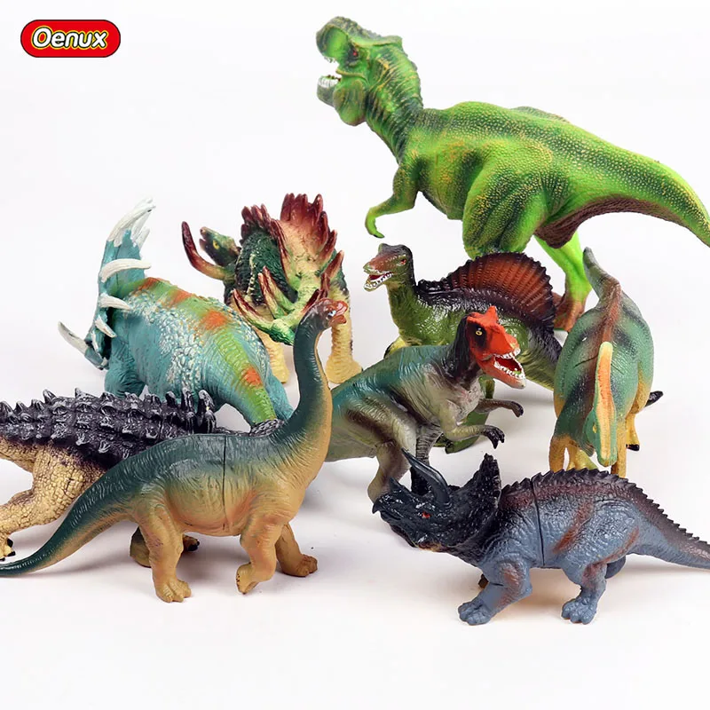 

Oenux Classic Jurassic Carnivorous T-Rex Action Figure Simulation Dinosaur Animal Saichania Triceratops Spinosaurus Model Toy