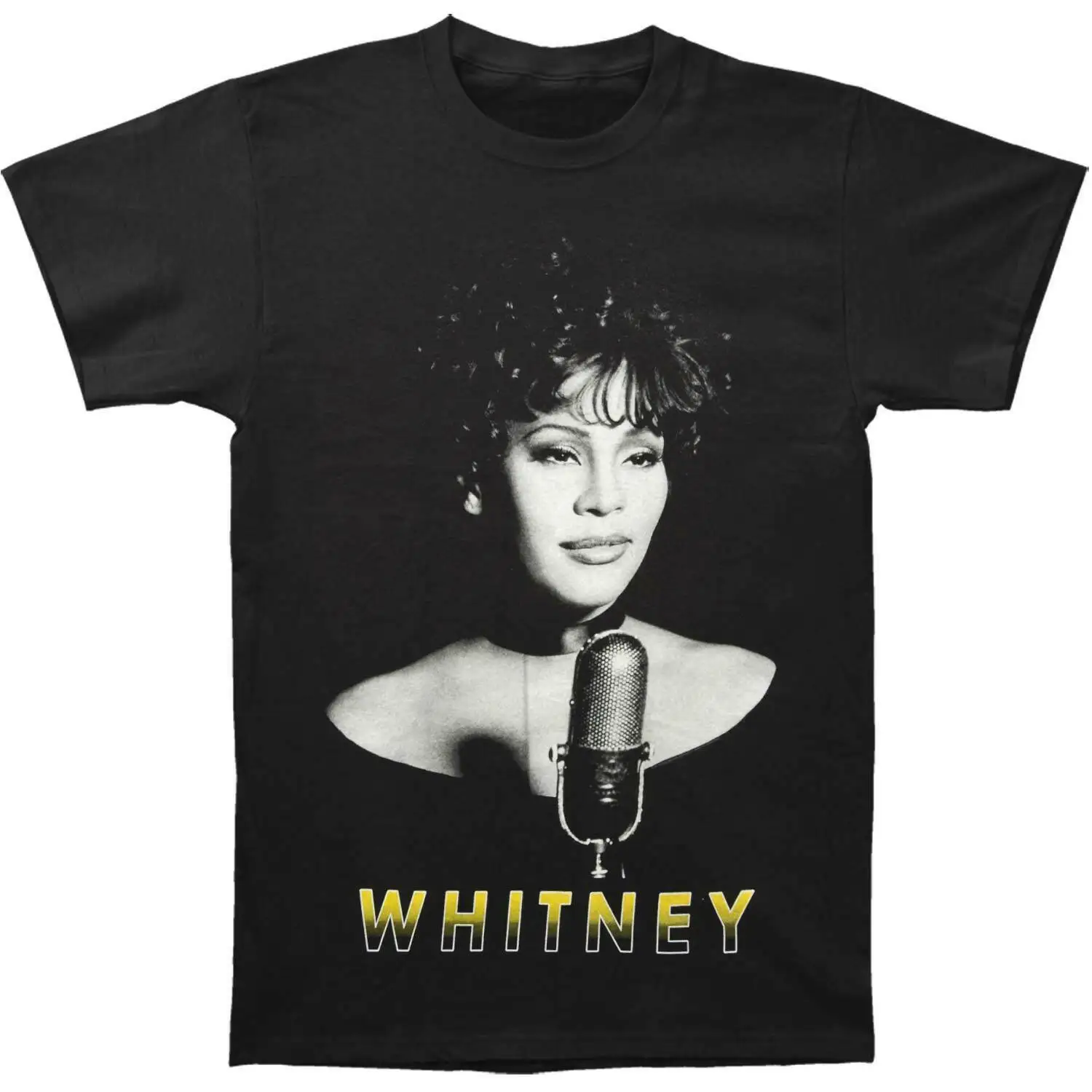 2019 Забавный Whitney Houston Мужской Микрофон B & W футболка Черная с капюшоном|Футболки| |