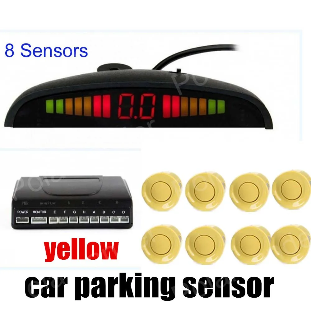 TKOOFN Kit de sensor de aparcamiento 4/8, sensores para el coche de sistema  de aparcamiento digital con pantalla LED (sensor de colores a elegir)