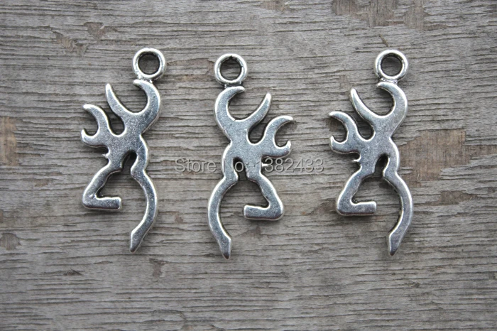 

25pcs-- Deer Head Silhouette charms, Antique Tibetan silver Deer Antlers Charms Pendants 28x11mm