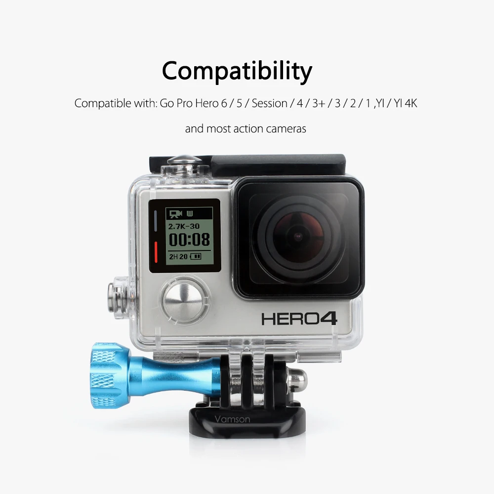 Vamson для GoPro Hero 7 6 5 для Eken h9 гайка для большого пальца алюминиевый сплав крепление для DJI OSMO для Xiaomi Yi Lite 4K аксессуар VP118