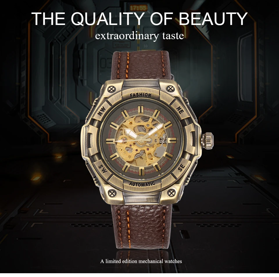 2021 New Style Vintage Luxury Brand Army Automatic Watch Sport Men's Military Mechanical Watch Bronze Big Dial Male Wristwatch