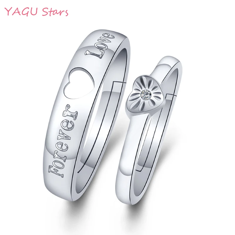 Fashion Couple Rings Resizable Zircon 925 Sterling Silver Forever Love Wedding Anniversary Engagement Best Gift Y-J016 | Украшения и