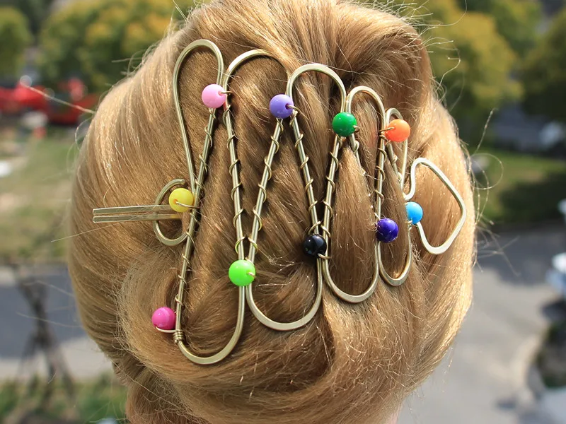 

2019 New Arrival Christmas Tree Shaped Brass Hair Pin with Stick Boho Bun Pin Metal Hair Jewelry Vintage Bridal Hair Accessory