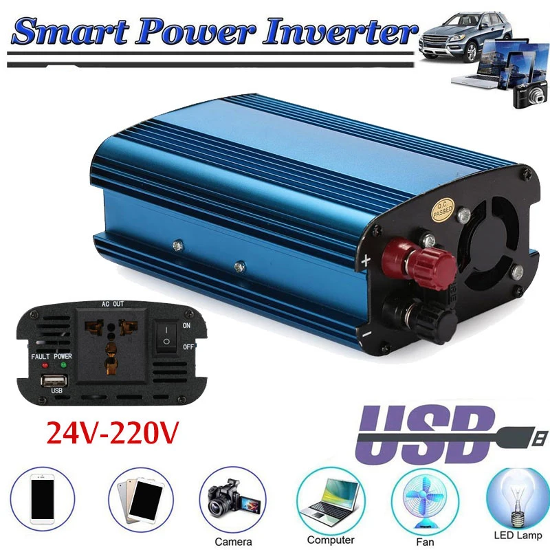 

Converter DC24V To AC220V Adapter Solar Power Inverter High Performance Power Supply Auto Inverter Portable Aluminium Alloy