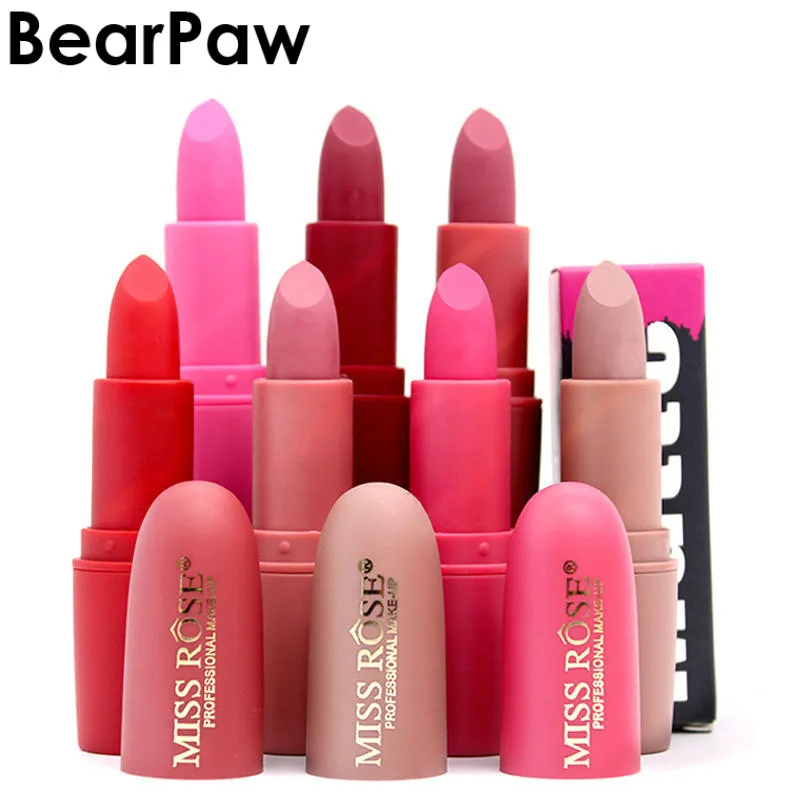 

BearPaw Waterproof Matte Lipstick Pencils Lips Baton Matte Lipstick Long Lasting Makeup Non-stick Bullet Shape Lipsticks