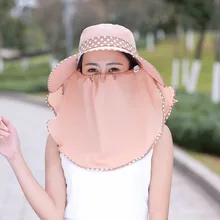 Летний открытый пляж рыбалка УФ Зонт с рисунком с обратной стороны шляпа платок для защиты от солнца набор женщин Пешие прогулки Велоспорт Крышка лицо воздухопроницаемая Кепка+ шарф