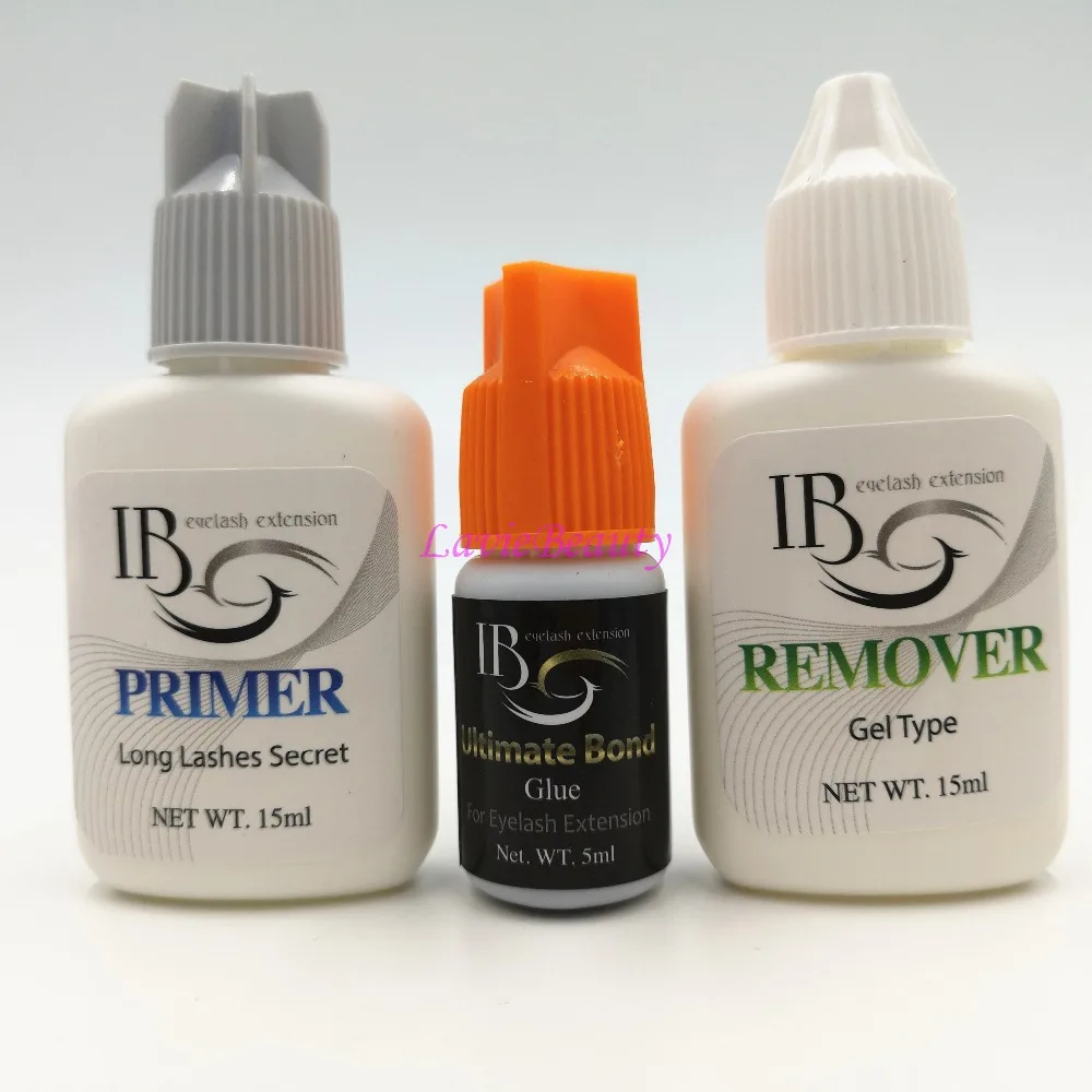 

Free Shipping IB Ultimate Bond Glue llash primer lash remover set for Eyelash Extensions fast dry long holding time Korea glue