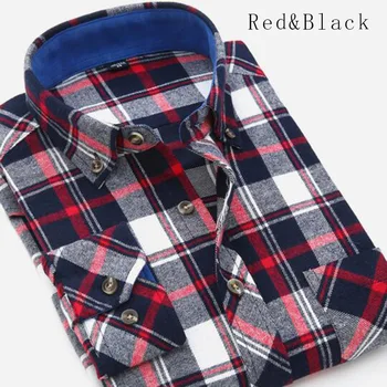 

2018 Hot Sale Fashion Men Casual Long Sleeve Shirts,Plaid Printed Thicken Warm Pure Cotton Base Shirts Camisa Plus Size S-4XL
