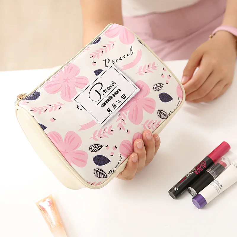 Fashion cosmetic bag waterproof PU makeup bag travel organizer printing beautician case toiletry bag maleta de maquiagem
