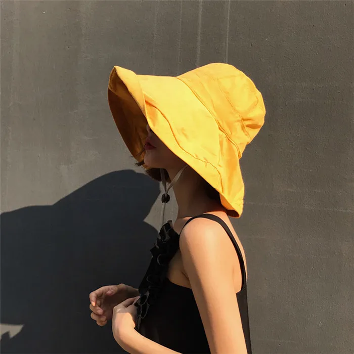 Корейский большой шляпа поля «ПИЧ-скин» на открытом воздухе солнцезащитные Для женщин Чистый цвет Складная солнцезащитная Кепка J5
