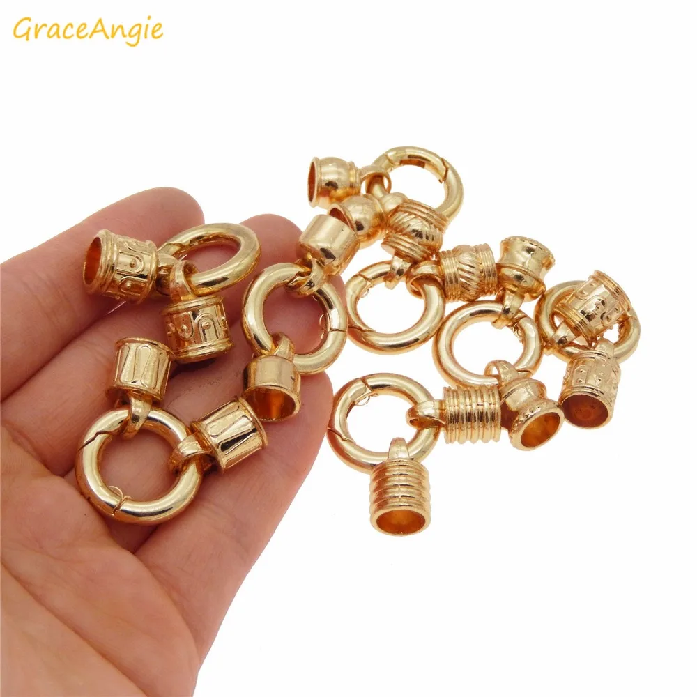 

GraceAngie 3pcs Multi color Leather Cord End Clasps Set Alloy Caps Connetor for Necklace Bracelet Rhinestone Closure Jewelry