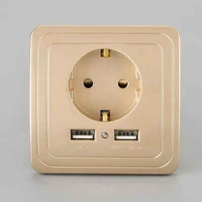 Двойной USB блок питания может быть установлен в любом месте, чтобы добавить идеальную элегантность и функции умный дом настенная розетка - Цвет: golden