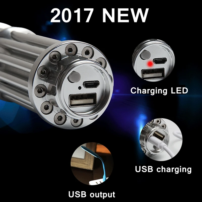 [Readstar] 2017 أسلوب 017-USB عالية الليزر الأزرق مؤشر الليزر الليزر القلم usb شحن البلاستيك مربع مجموعة تشمل البطارية شاحن