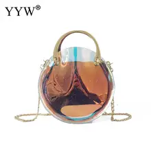 Модная круглая вечерняя прозрачная сумка для девушек сумки из лазерной кожи объемные прозрачные сумки женские сумки через плечо милые сумки