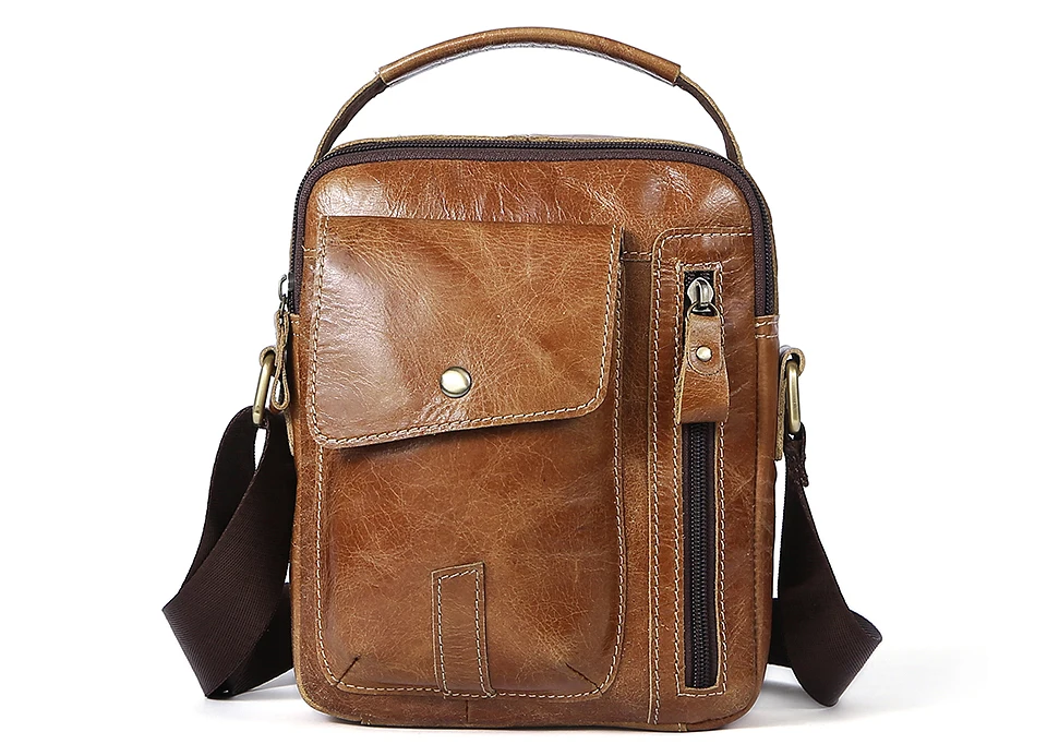 Genuine Leather Men Bags Oil Leather Messenger Bag Men Shoulder Crossbody Bags Male Flap Small Handbags Shoulder Bag  (3)