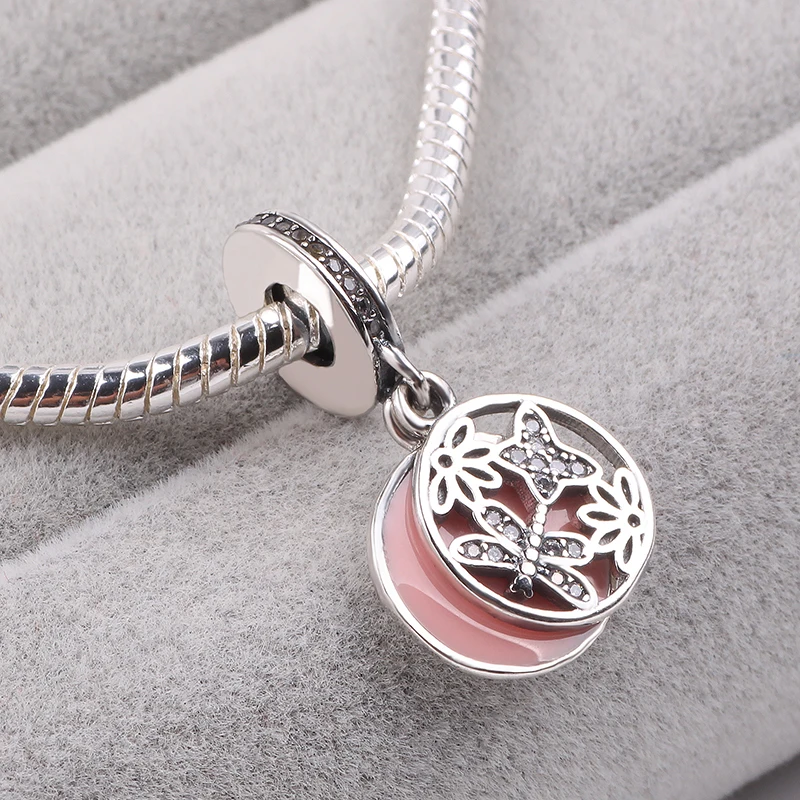 Dodocharms подходит к оригинальному Пандоре талисманы браслет 925 пробы серебро Проложить CZ кристалл бабочка кулон бусины ювелирных изделий подарок