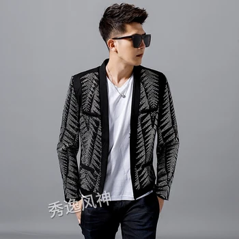 

New hot drilling decoration suit men's trend bright diamond blazer nightclub men singers dj ds Slim Performance costume !