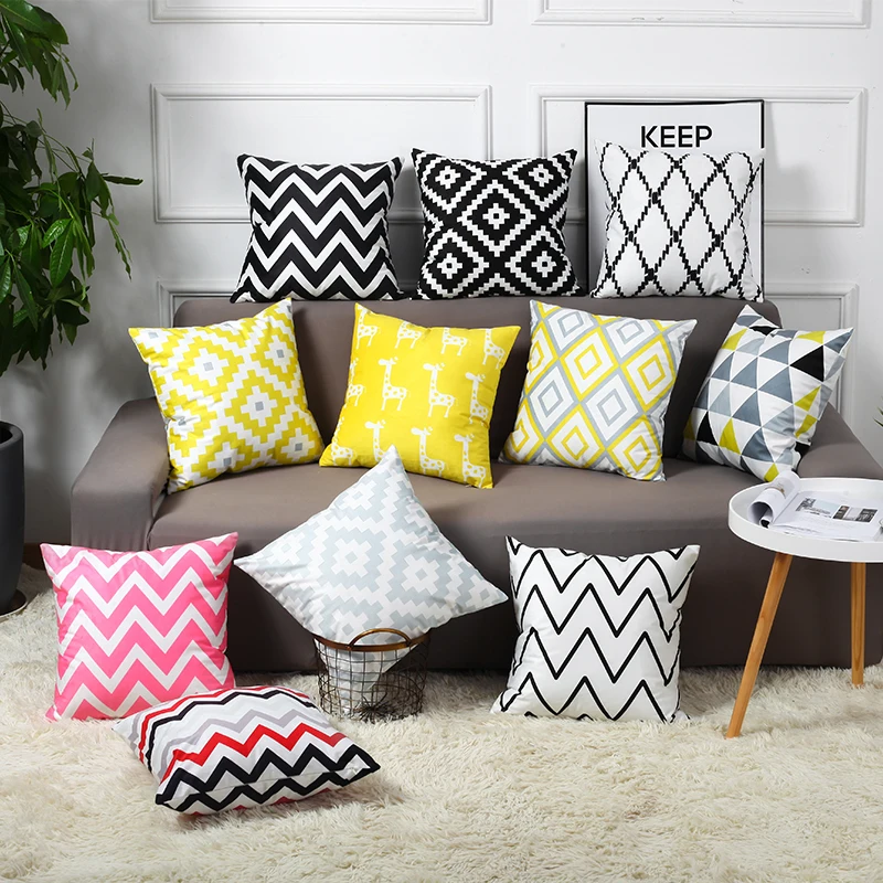 Double Side Print Supersoft Velvet Pillow Cover Chevron Geometric