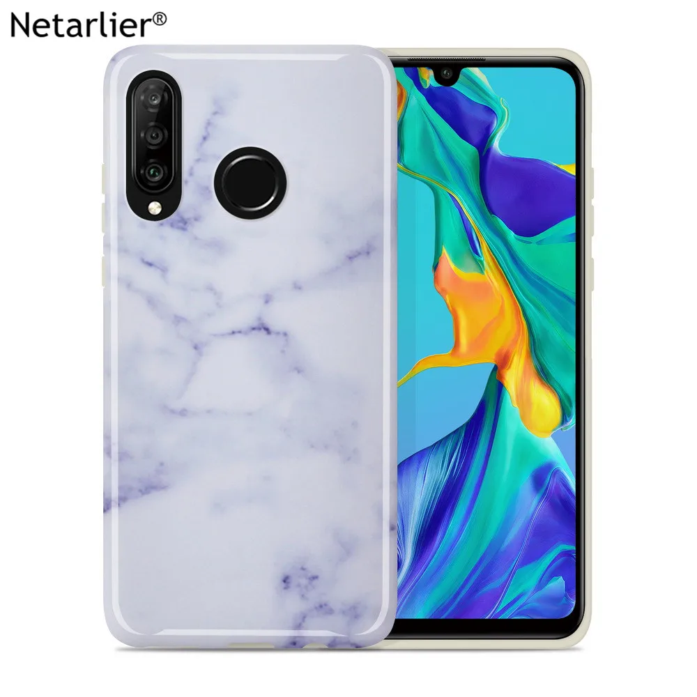 Чехол Netarlier Marble для huawei p30 lite p30pro защитный толстый imd чехол мягкая глянцевая