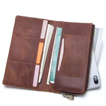 

2019 Men's Business Wallet Vintage Crazy Horse Leather Men's Wallet Leather Long Clutch Bag Quality leather men's classic wallet