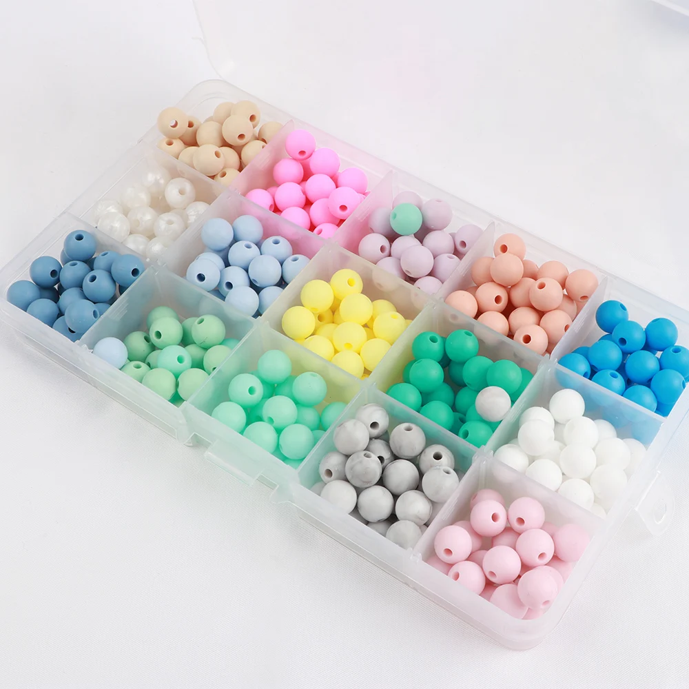 

TYRY.HU 35PCS 15mm Baby Teether Beads DIY Chew Necklace Pearl Pacifier Clips Chain Food Grade Silicone Beads