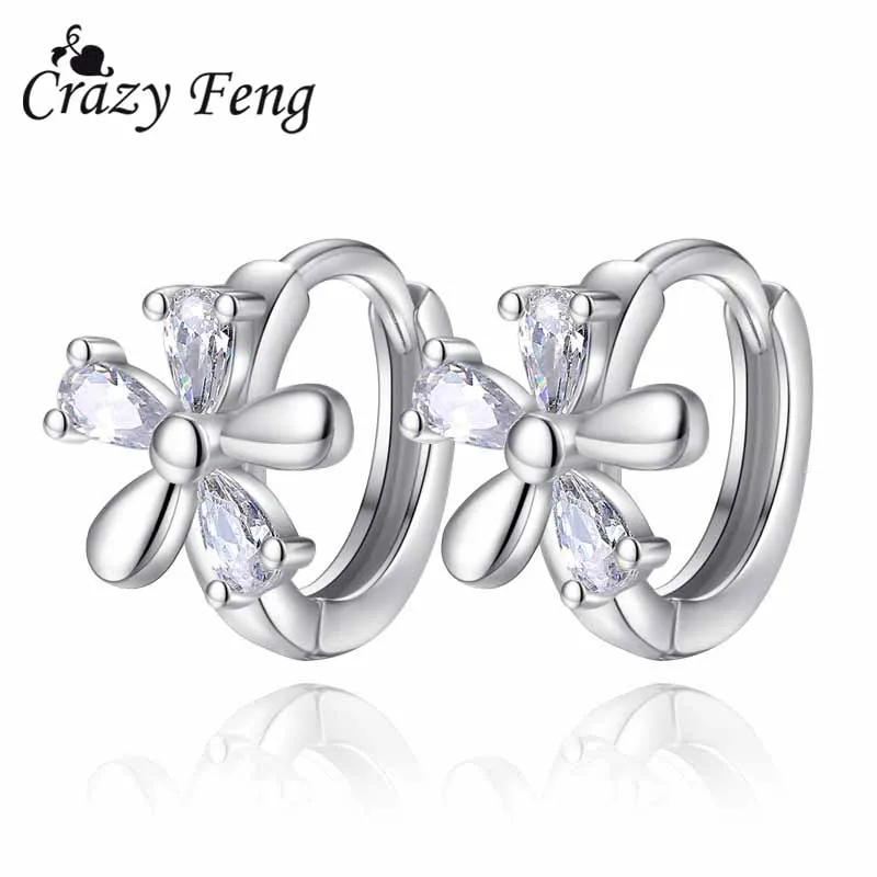 Модные серьги Crazy Feng с фианитами в виде листьев и крючков женские Серьги