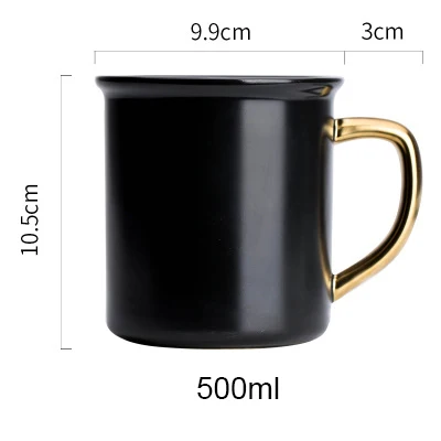 Керамическая кружка черного цвета, керамическая кружка для кофе, фарфоровая кружка для молока, Офисная кружка, сахарный лимонад - Цвет: 500ml