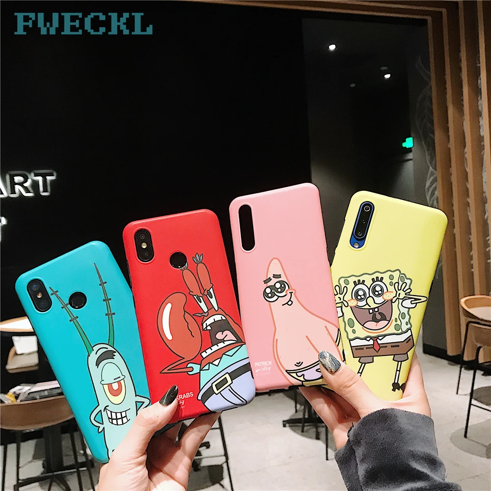

High quaity Soft TPU Silicon SpongeBob Phone Case For Xiaomi 8 6X 9 9se Red Note 5 Cartoon Patrick Star Pattern Back Cover Capa